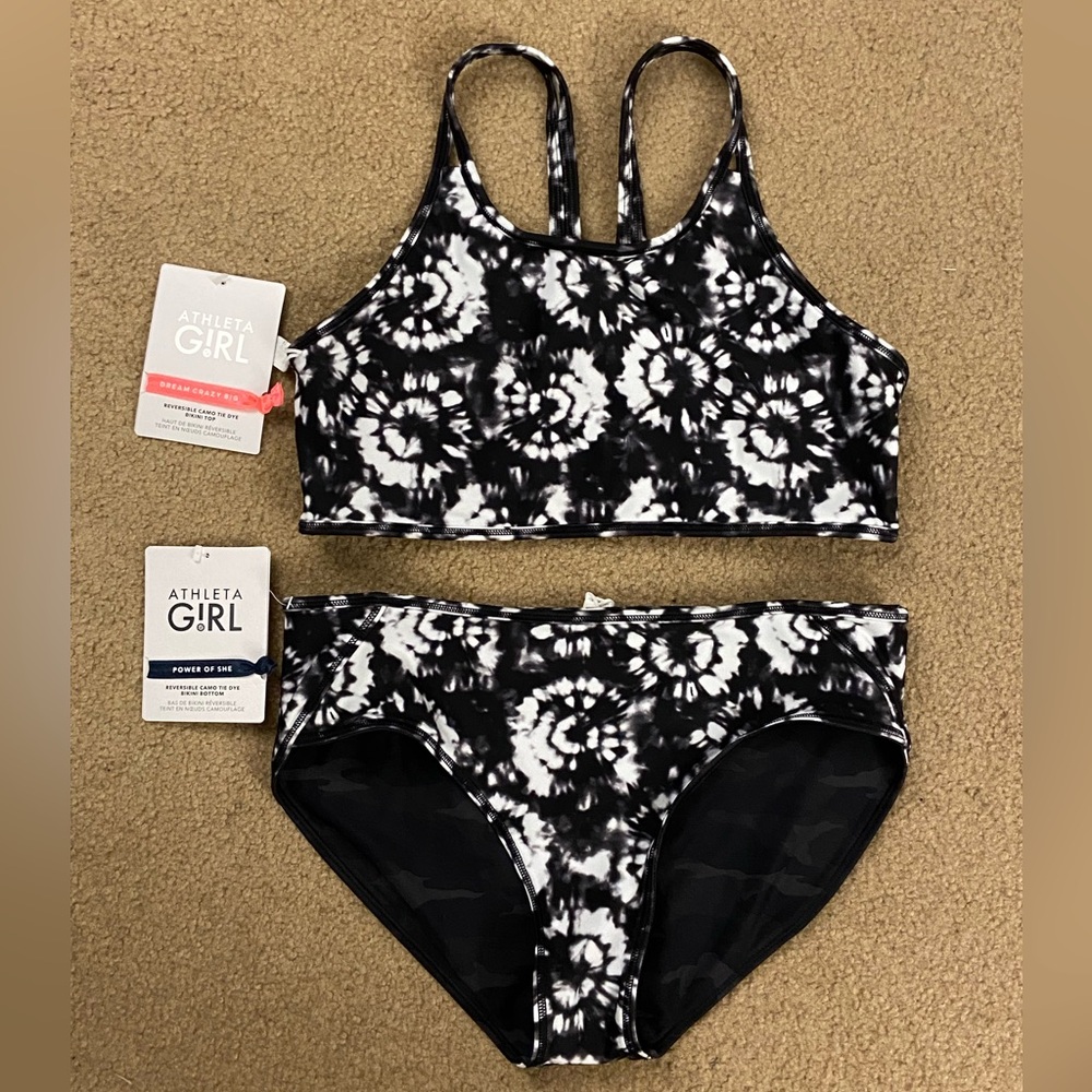 ATHLETA Girl Camo/Tie-Dye Reversible Tankini Set
